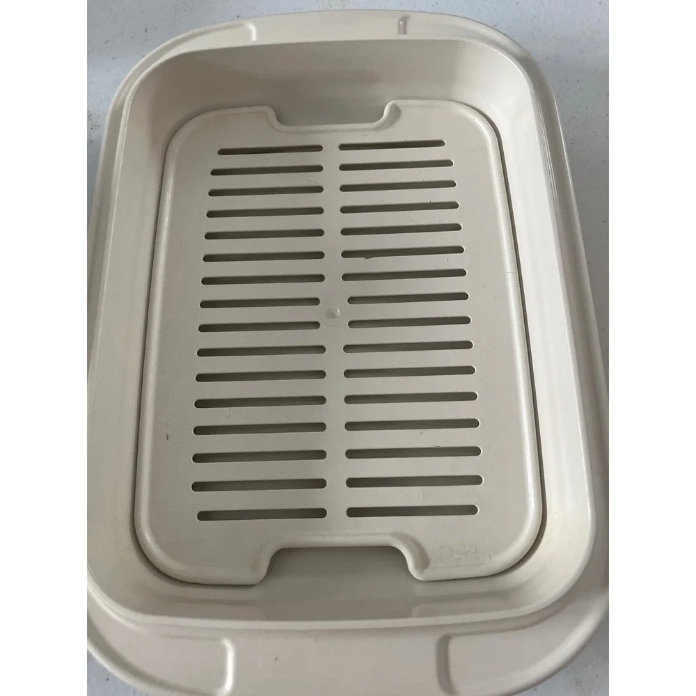 Tupperware Ultra 21 Roasting Pan Lid Steamer Insert Almond 1762-2 3/4 Qt Vintage